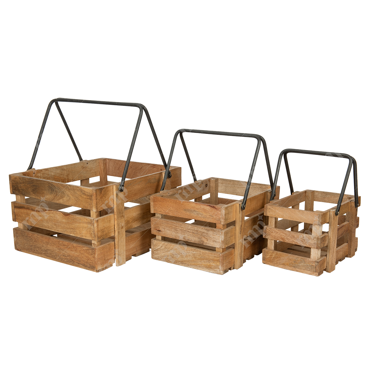 3 Stripes Boxes With Black Handle By Rent My Party - Basket & Boxes