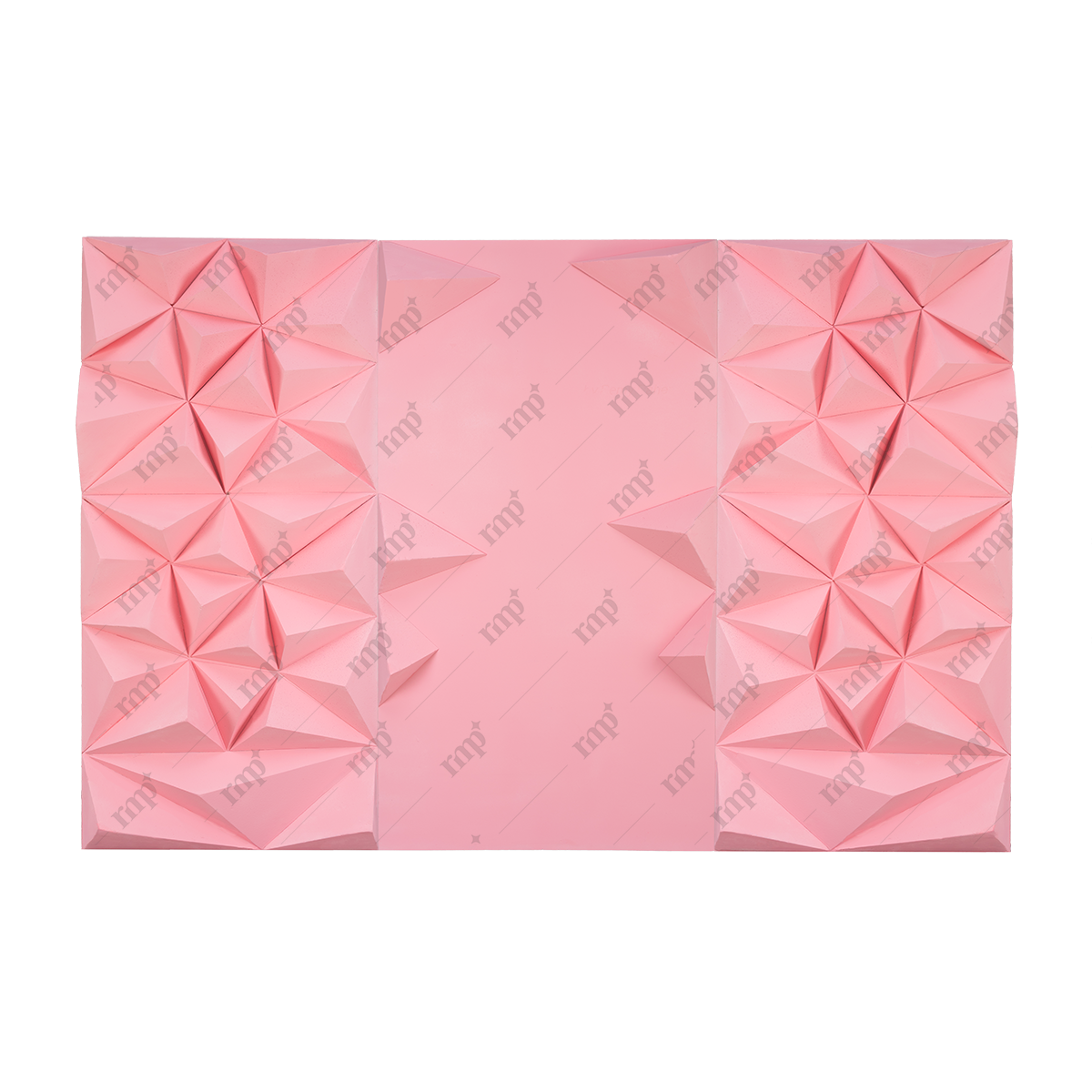 Pink textured paper with geometric patterns on a white background