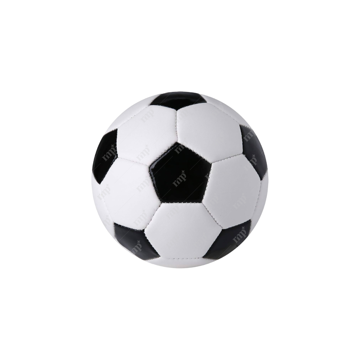 Black and white soccer ball with 'mvp' branding on a white background