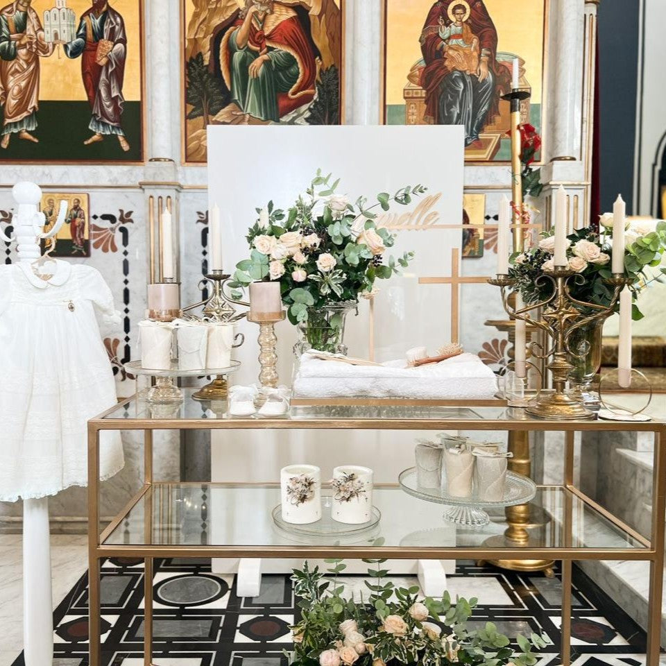 Glass souvenir table