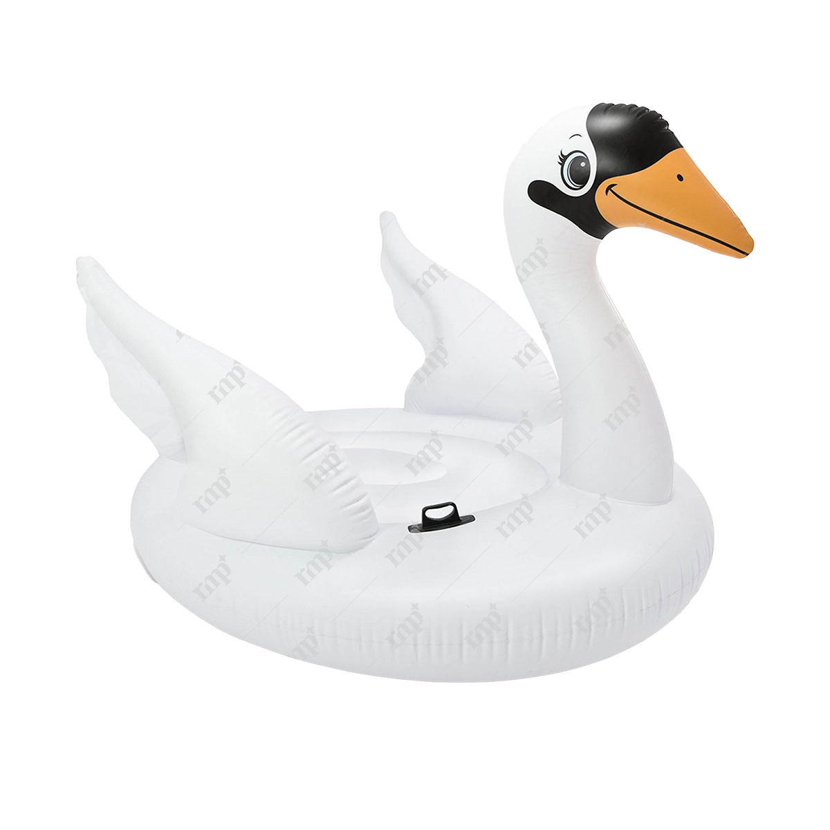 Inflatable swan pool float on a white background
