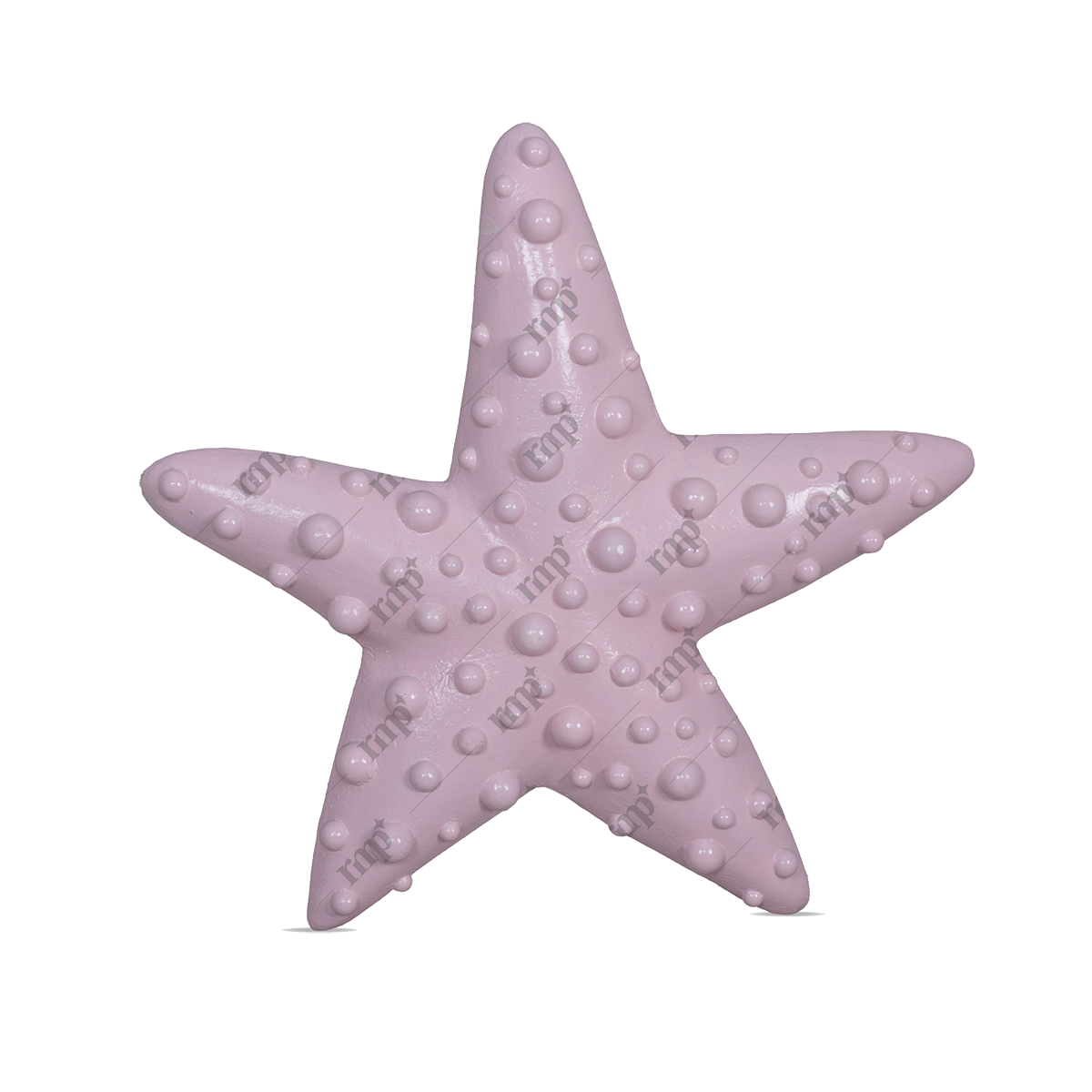 Pink star-shaped object with a textured surface on a white background