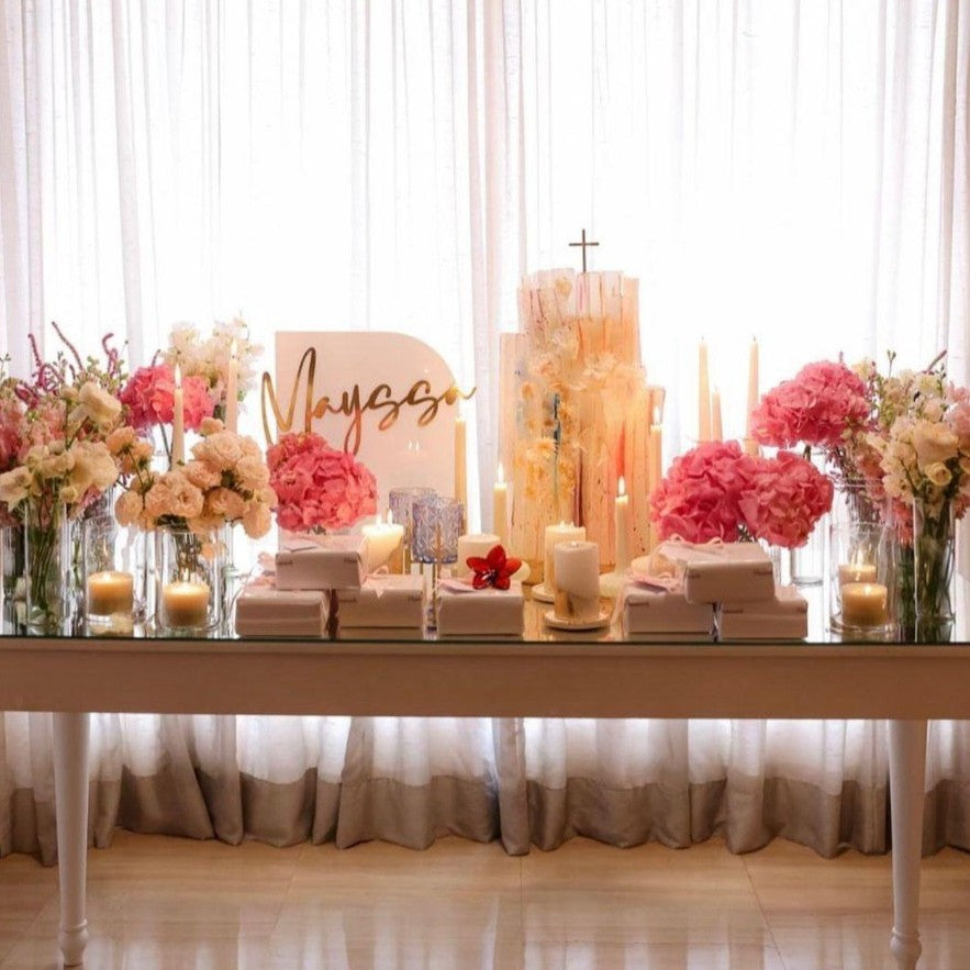White Display Table With Mirror