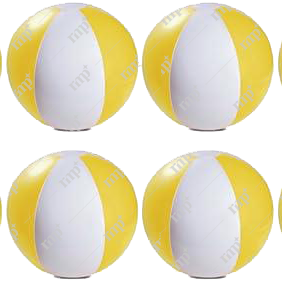 Set of yellow and white beach balls