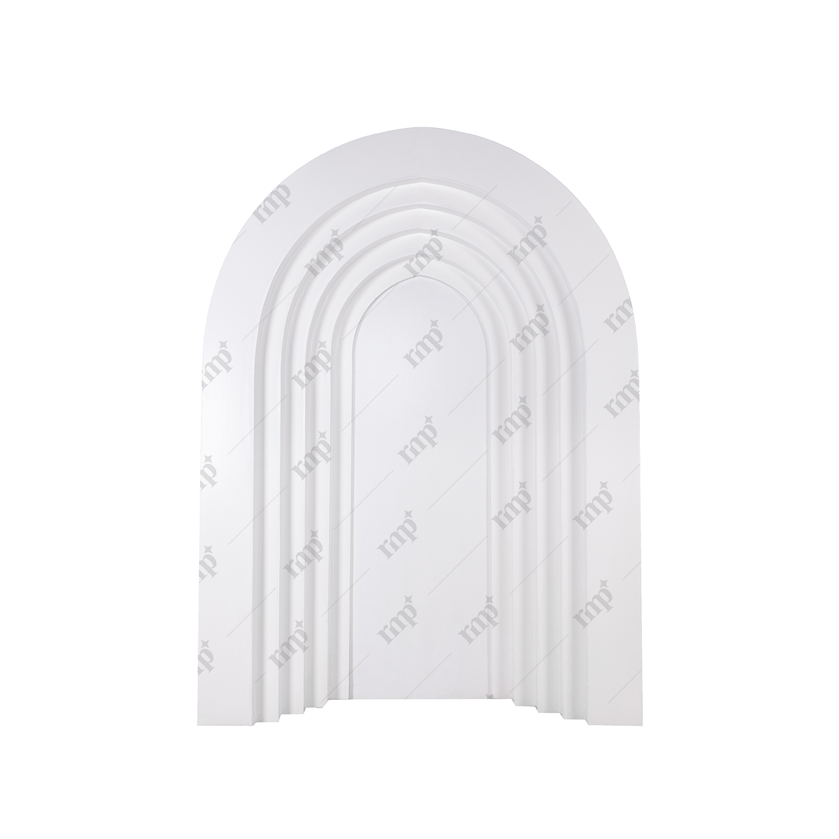 Set of white arch-shaped objects on a white background