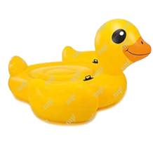 Inflatable yellow duck toy on a white background