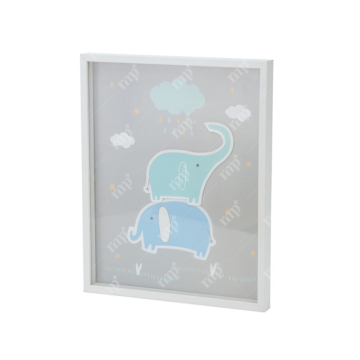 Blue Elephant Picture Gray Frame By Rent My Party - Elephant