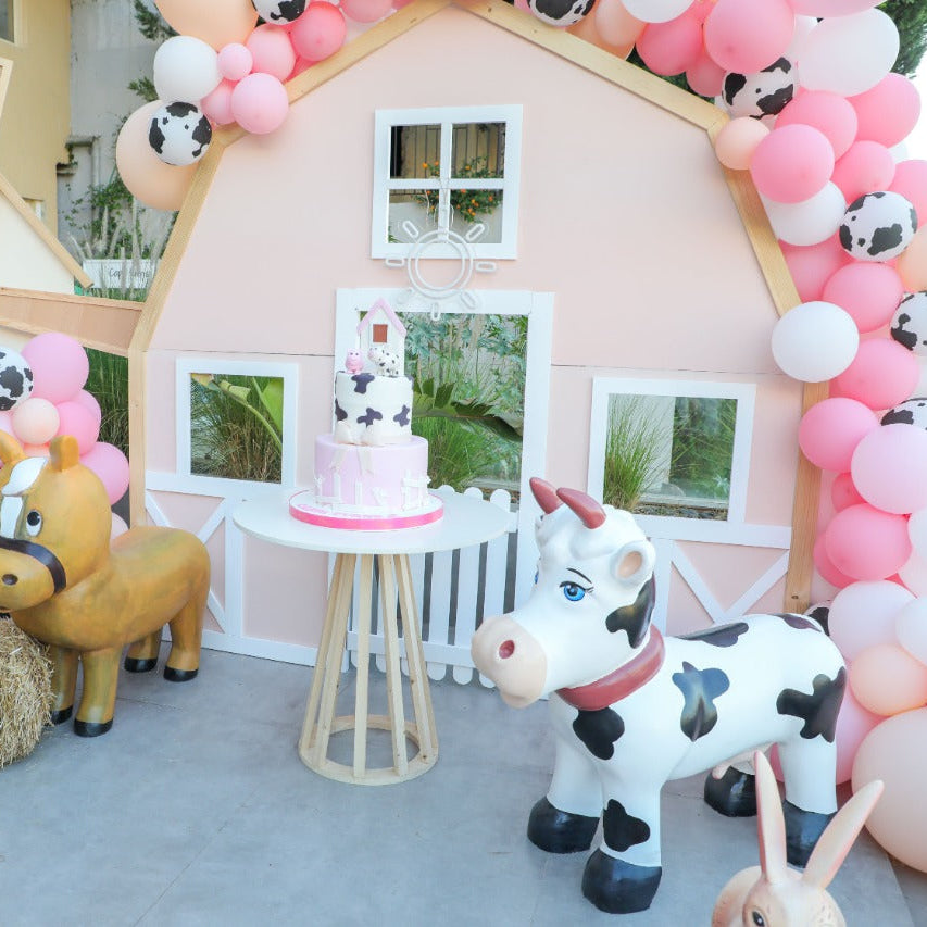 Children's play area with animals for a farm birthday party