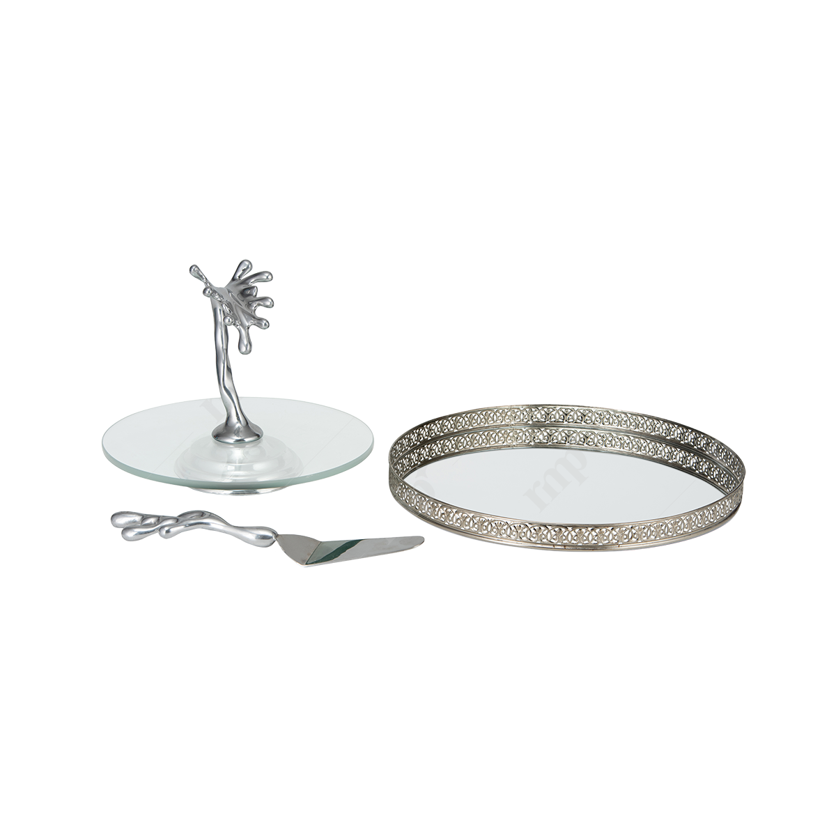 Mirror and Silver Round Tray By Rent My Party - Trays & Elevations