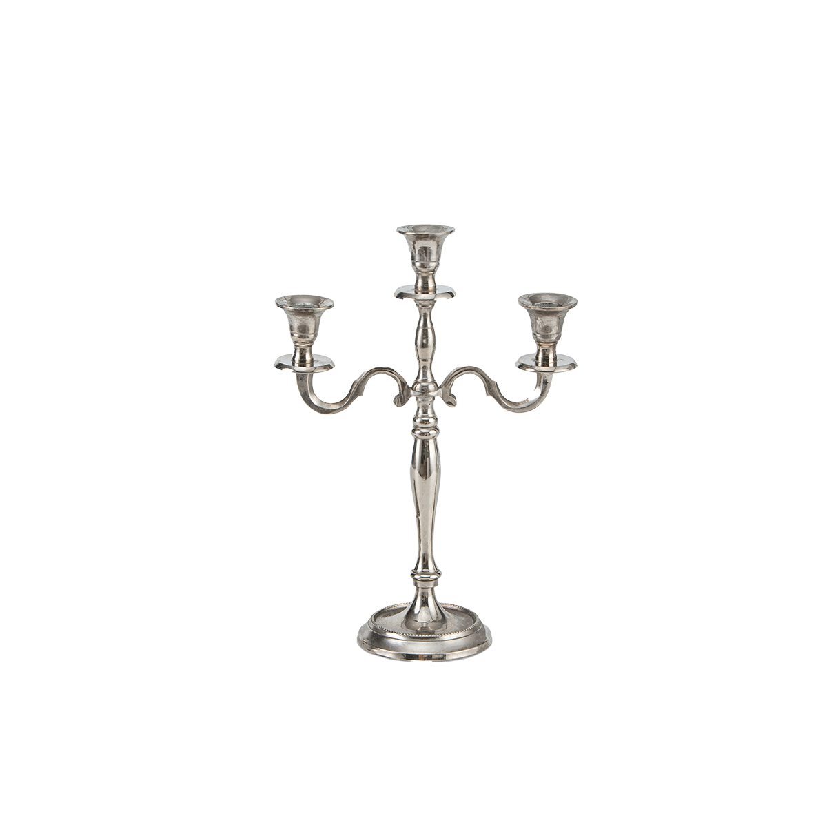 Silver Candle Holder - Triple By Rent My Party - Candle Holders