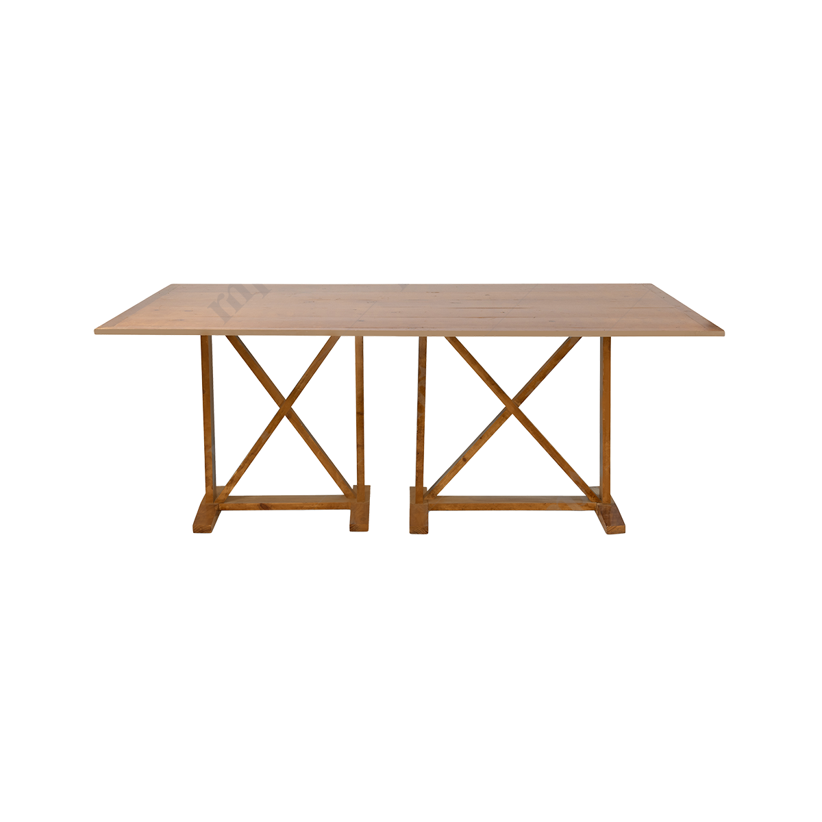 Wood Table with 2 X stands Brown By Rent My Party - Display Tables
